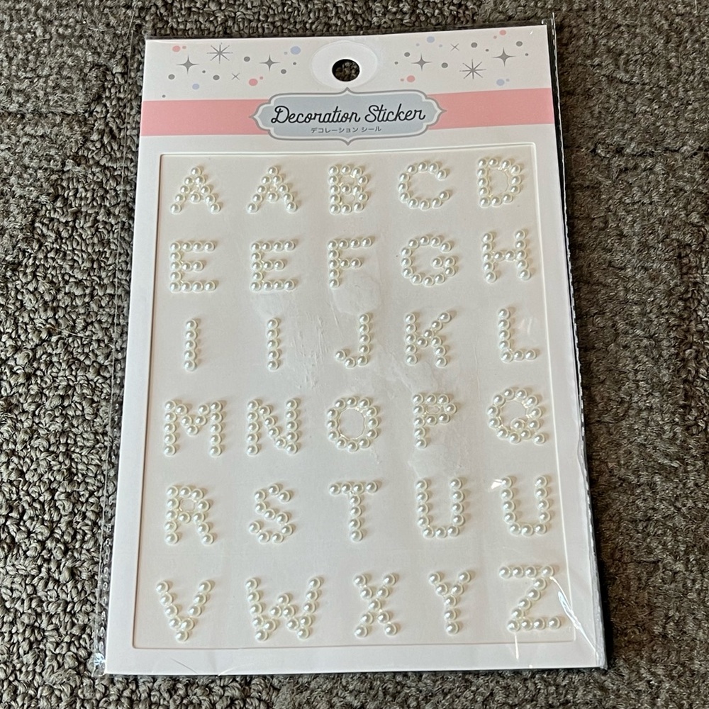 Pearl A to Z Alphabet Letter Decoration Sticker Sheet Spelling Name Japan Kawaii